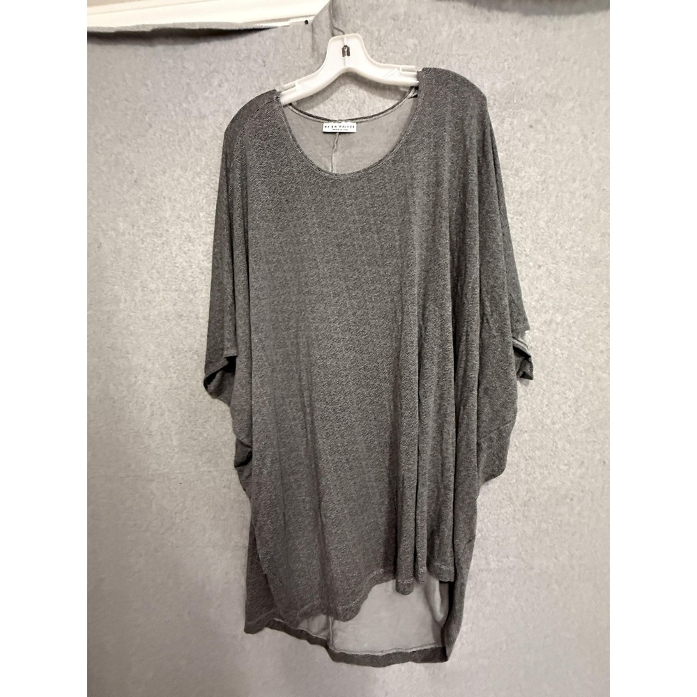 Bryn Walker Blouse Womens One Size Gray Herringbone Dolman Tunic Top Stretch